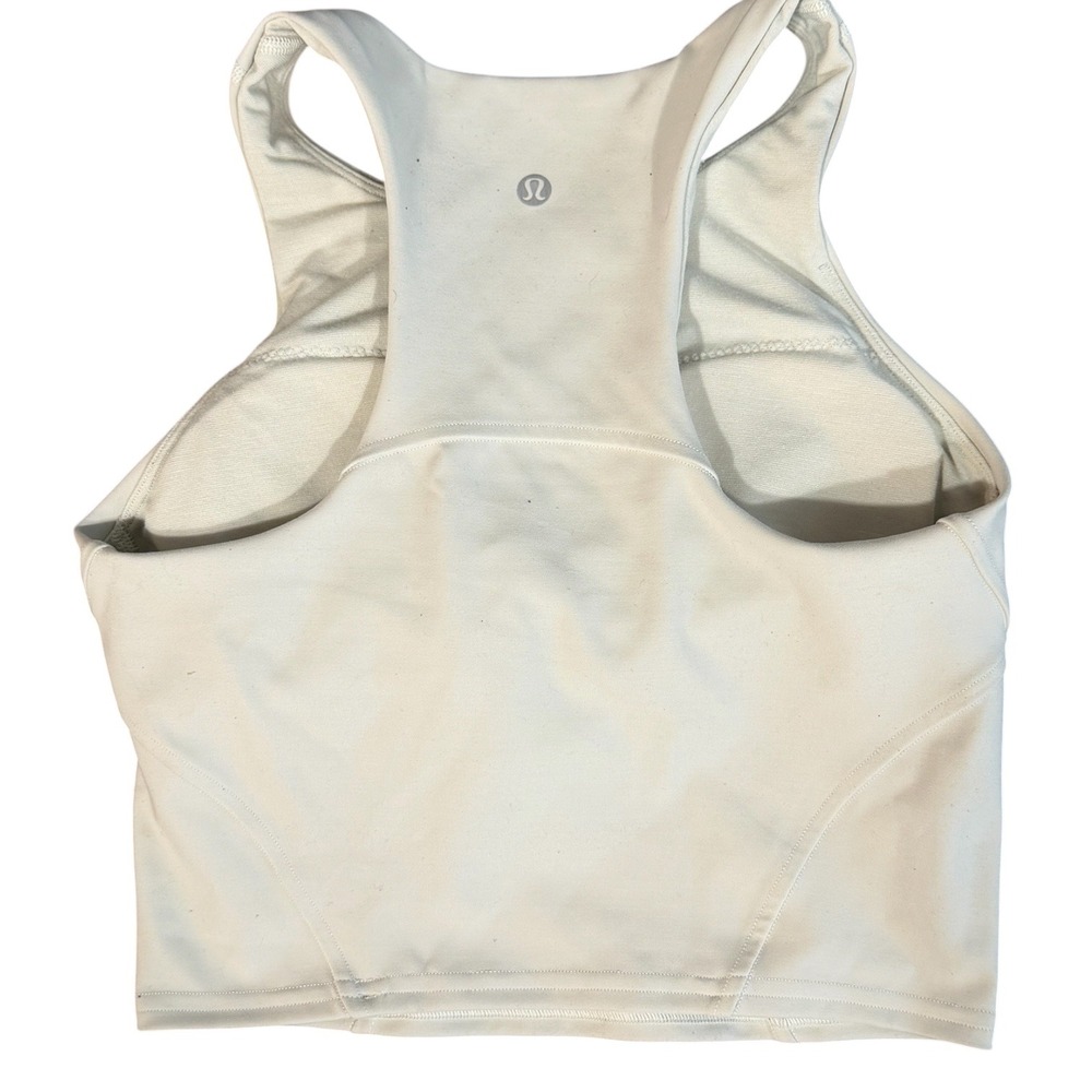 Lululemon High Neck Racerback Tank Womens Light Sage Cream Longline Sports Bra